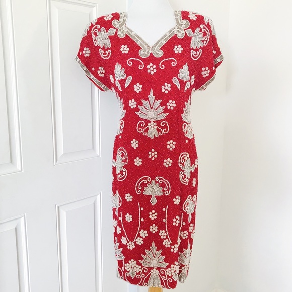 Vintage Spiegel Silk Beaded Dress